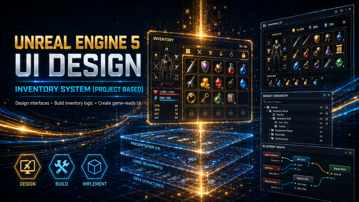 تصميم واجهة المستخدم وبناء نظام الحقيبة بـ Unreal Engine 5